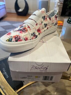 Blowfish Floral Canvas Slip-On Sneaker - White with Pink